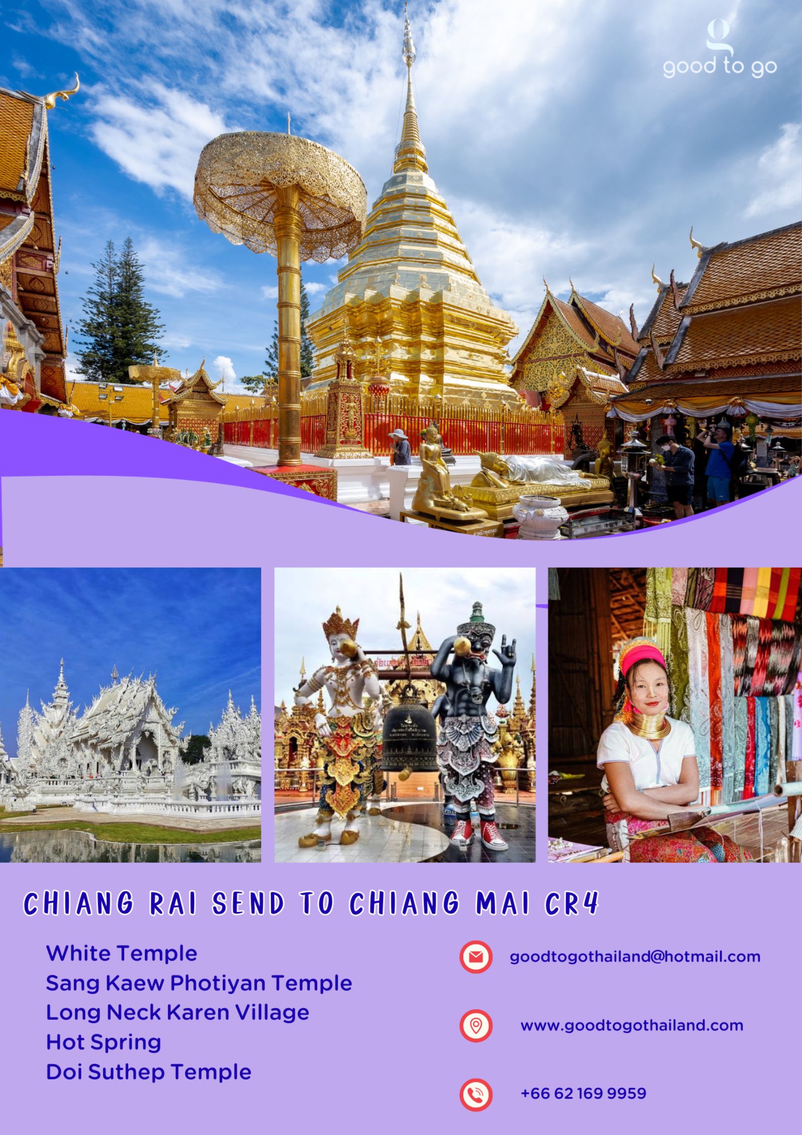 Chiang Rai to Chiang Mai road trip with temples, countryside views, and local experiences.
